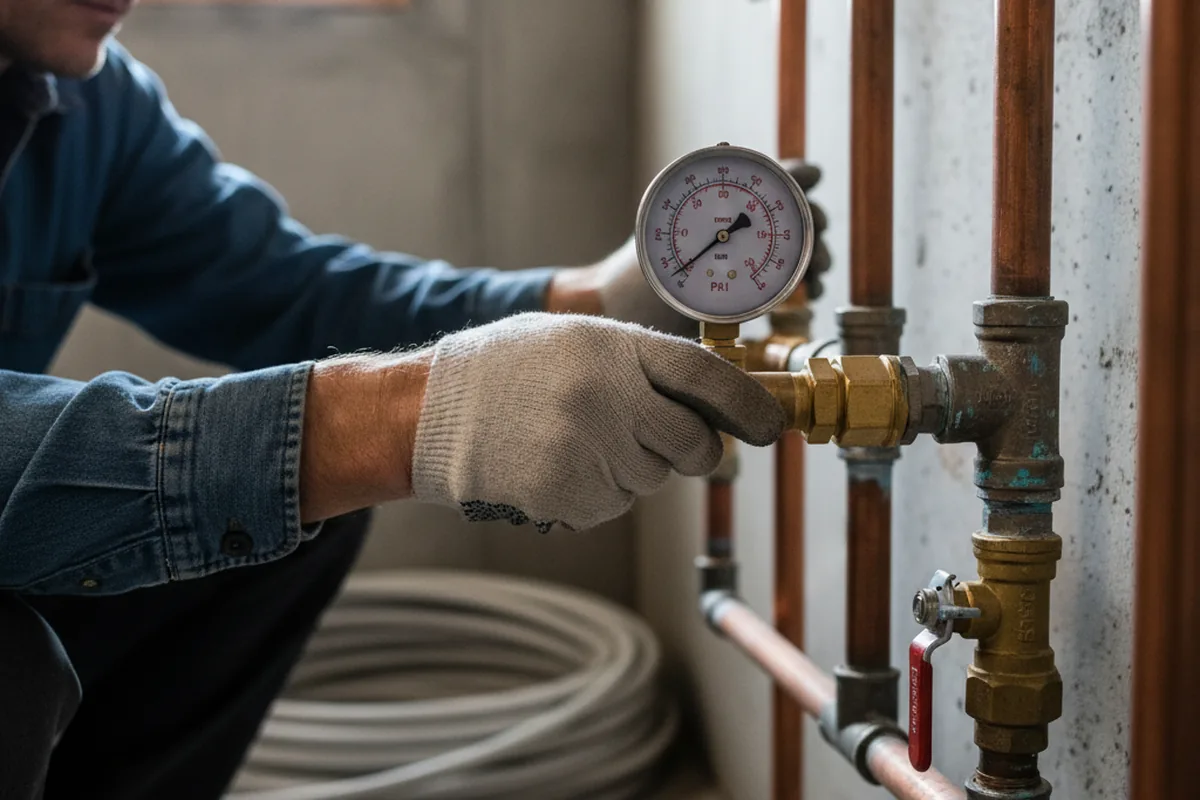 Pressure testing a repaired line during Water Line Repair in Midway